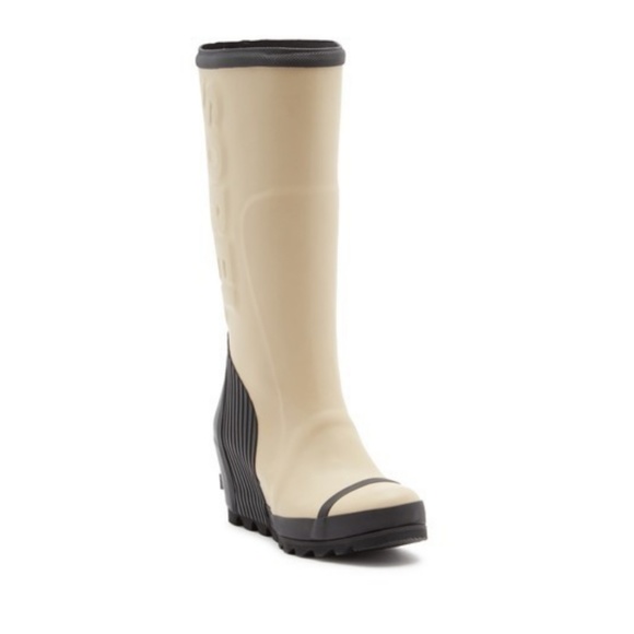 Sorel Shoes - Sorel Joan Beach Black Wedge Rain Boot